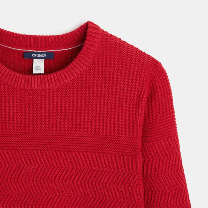 Avis Pull côtelé fantaisie rouge garçon OKAIDI 2