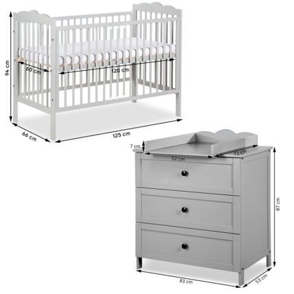 Avis Chambre bébé commode à langer et lit en bois RADEK III Mon Mobilier Design 7