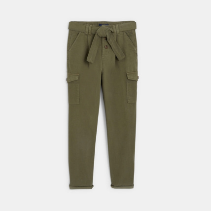 Avis Pantalon cargo en toile unie vert fille OKAIDI 1