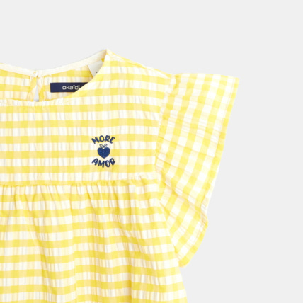 Avis Blouse à carreaux et manches volantées jaune fille OKAIDI 3