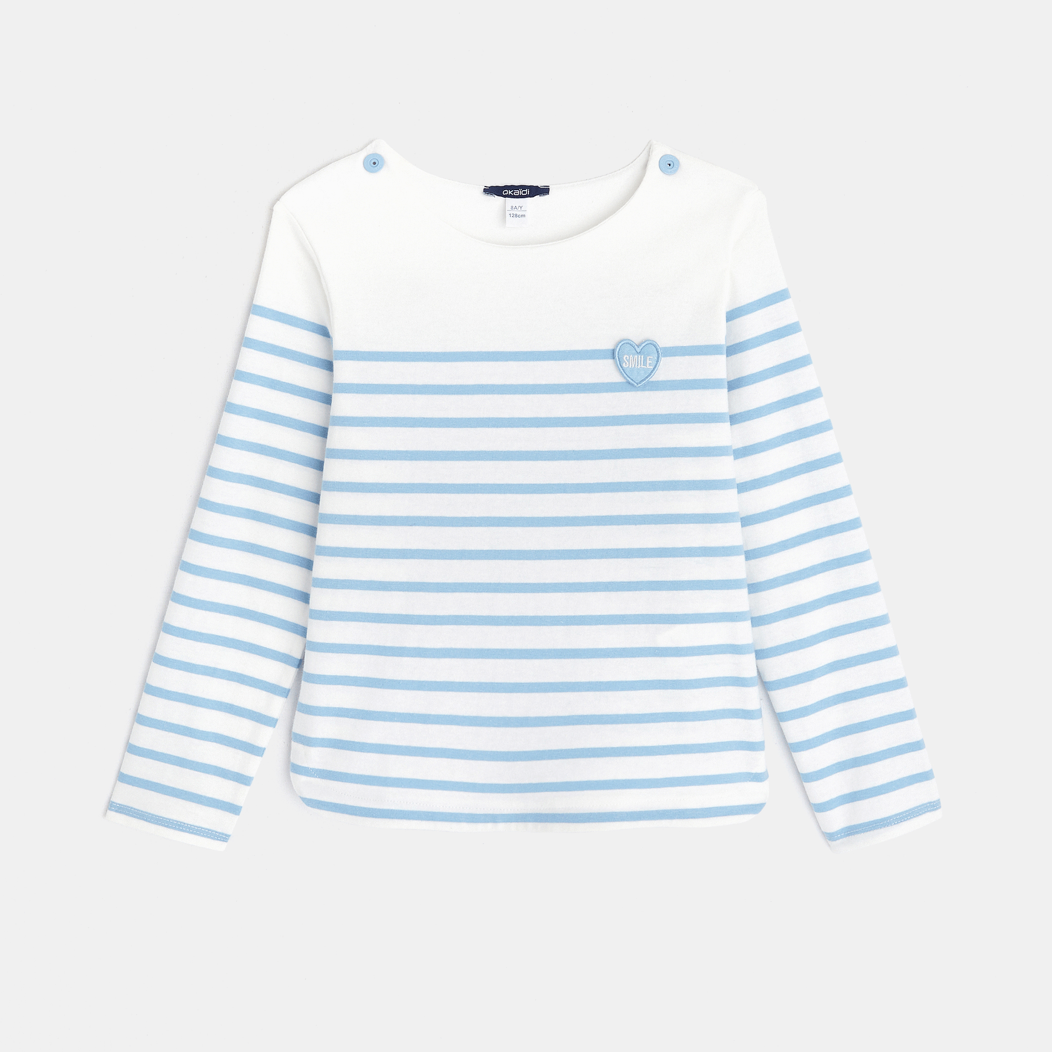 Avis T-shirt marinière à personnaliser d'un cœur turquoise fille OKAIDI 5