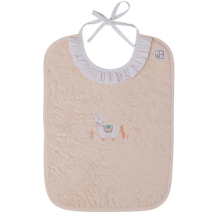 Avis Bavoir bouclette de coton biologique broderie lama Inca CARRE BLANC 1