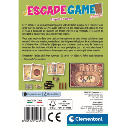 Avis Escape Game - Enquête à Rome Clementoni 3