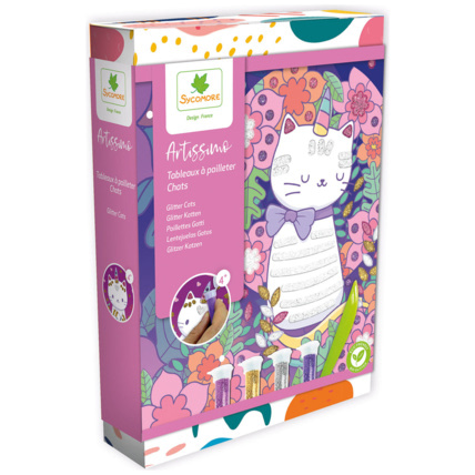 Avis Coffret 5 tableaux Artissimo Paillettes Chats Sycomore 1