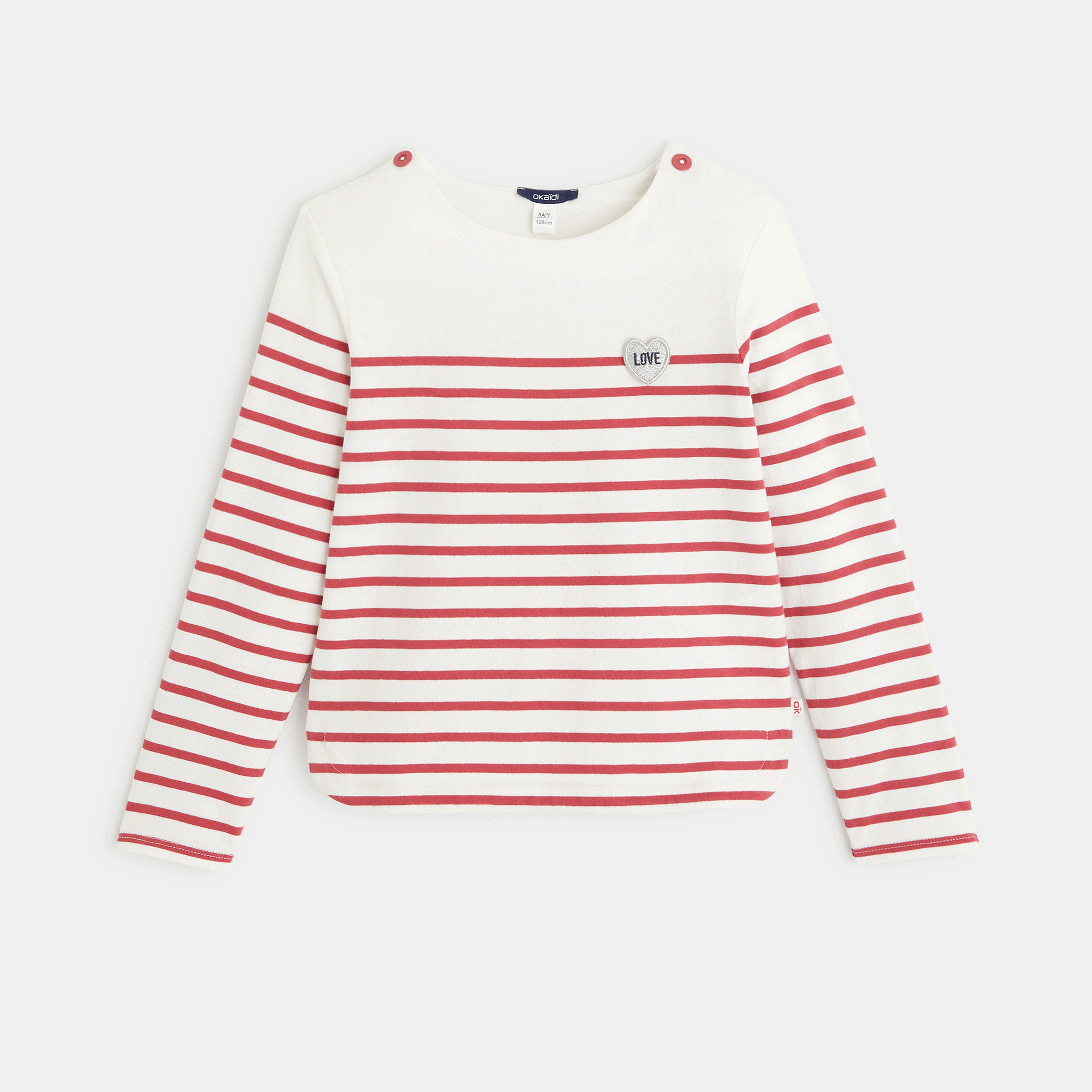 Avis T-shirt marinière à personnaliser d'un cœur rose fille OKAIDI 4