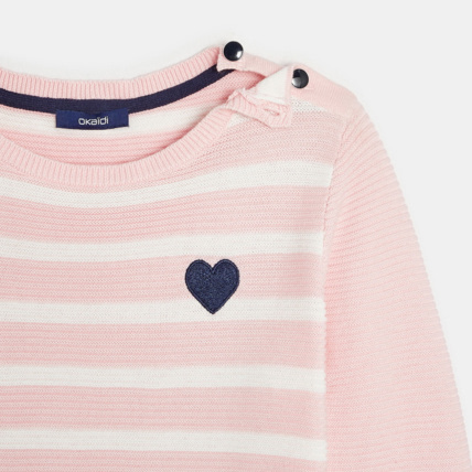 Avis Pull rayé petit cœur rose fille OKAIDI 2
