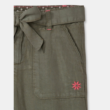 Avis Pantalon chino ceinturé vert fille OKAIDI 3