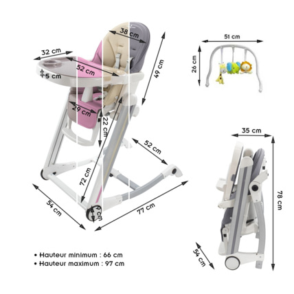 Avis Chaise haute à bascule inclinable et pliable ADELLE Mon Mobilier Design 3