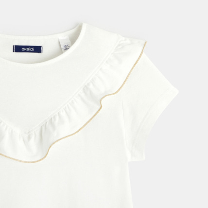 Avis T-shirt volanté manches courtes blanc fille OKAIDI 2