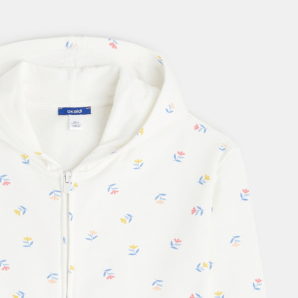 Avis Sweat fleuri zippé à capuche blanc fille OKAIDI 2