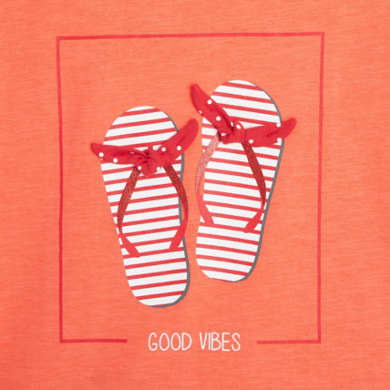 Avis T-shirt col rond motif tong orange fille OKAIDI 3