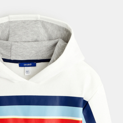 Avis Sweat-shirt rayé à capuche blanc garçon OKAIDI 3