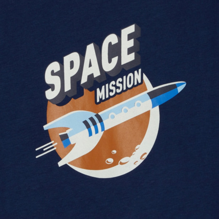 Avis T-shirt à message "space mission" bleu garçon OKAIDI 3