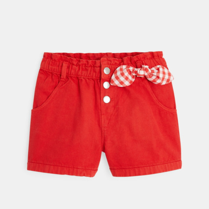 Avis Short à taille élastiquée et boutons rouge fille OKAIDI 1