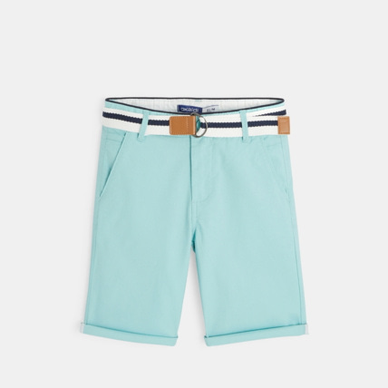 Avis Bermuda slim en toile + ceinture bleu garçon OKAIDI 1