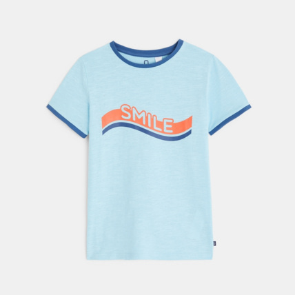 Avis T-shirt manches courtes à message Smile bleu garçon OKAIDI 1