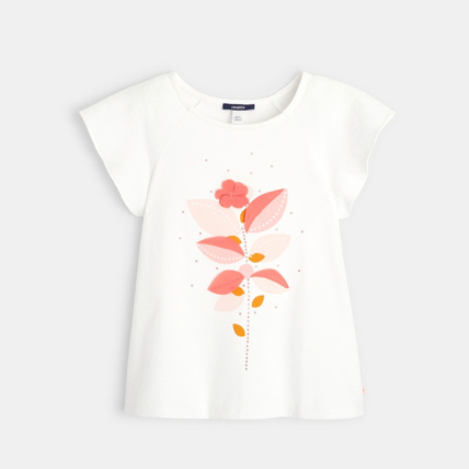 Avis T-shirt imprimé fleur et pois blanc fille OKAIDI 2