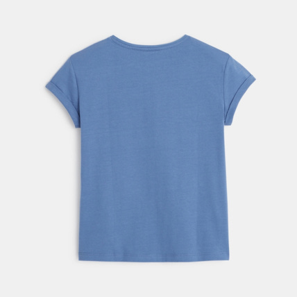 Avis T-shirt manches courtes sororité "Club des marinières" turquoise fille OKAIDI 3