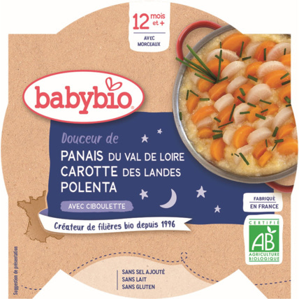 Avis BONNE NUIT Panais du Centre-Val de Loire Carotte des Landes & Polenta à la ciboulette 230 g dès 12 mois Babybio 1