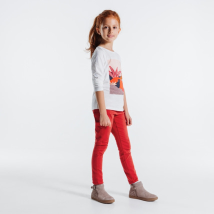 Avis Pantalon skinny brodé rouge fille OKAIDI 1