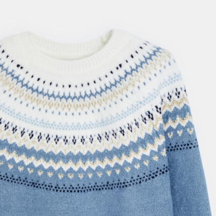 Avis Pull jacquard col rond bleu fille OKAIDI 3