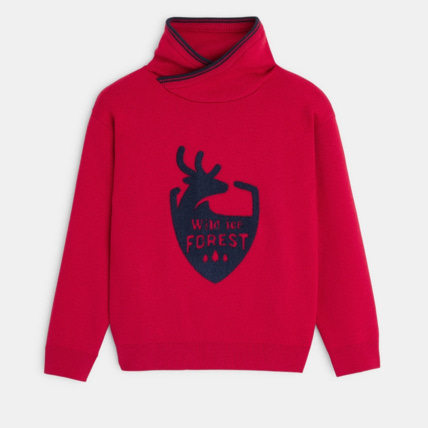 Avis Pull à col montant croisé rouge garçon OKAIDI 2
