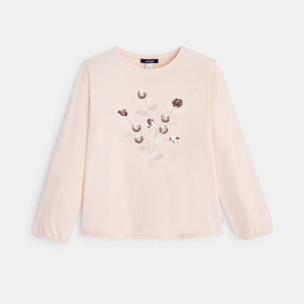 Avis T-shirt à motif bouquet brodé de sequins rose fille OKAIDI 2