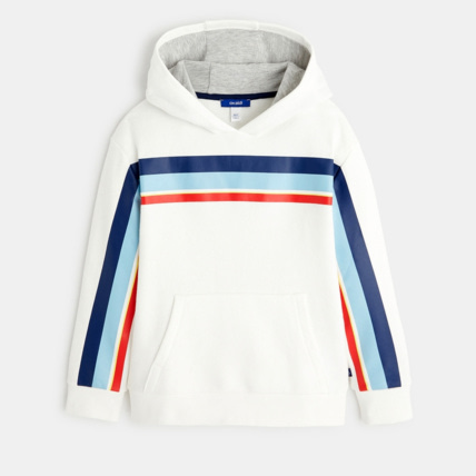 Avis Sweat-shirt rayé à capuche blanc garçon OKAIDI 1