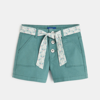 Avis Short saharien à ceinture fleurie vert fille OKAIDI 1