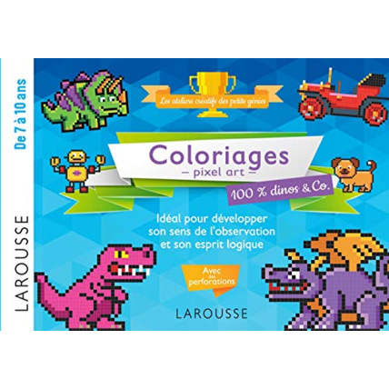 Avis 20 coloriages en pixel pour esprits logiques pixel art dino LAROUSSE 1