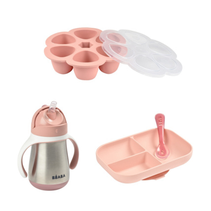 Avis Set repas silicone 2 pièces + tasse paille inox 250 ml + multiportions silicone 6 x 90 ml BÉABA 1