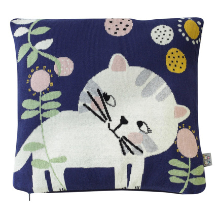 Avis Taie de coussin en tricot de coton, Chaton Sevira Kids 1