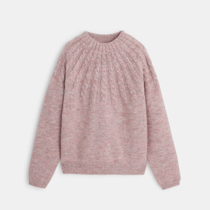 Avis Pull torsadé à col montant rose fille OKAIDI 1
