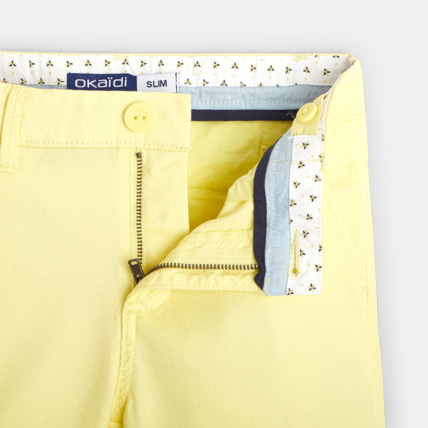 Avis Bermuda slim ceinturé en toile stretch jaune garçon OKAIDI 2