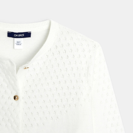 Avis Gilet tricot effet pointelle blanc fille OKAIDI 2