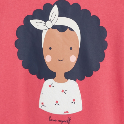 Avis T-shirt personnage et message rose fille OKAIDI 3