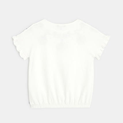 Avis T-shirt brodé à manches courtes blanc fille OKAIDI 3