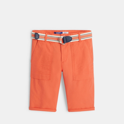 Avis Bermuda slim ceinturé orange garçon OKAIDI 1