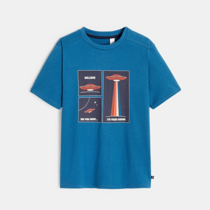 Avis T-shirt à motif science-fiction bleu garçon OKAIDI 2
