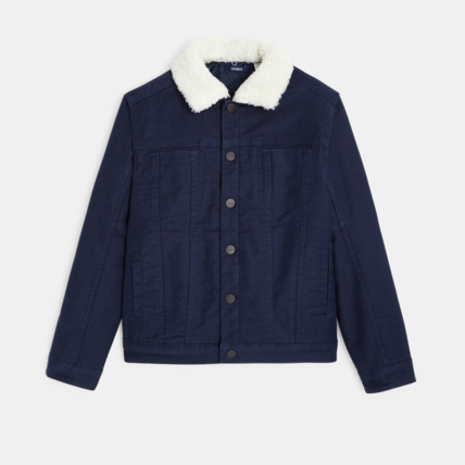 Avis Blouson en toile doublée et col fourrure bleu garçon OKAIDI 2