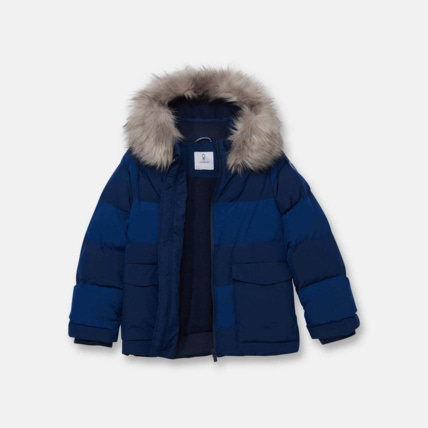 Avis Doudoune bicolore à capuche bleue garçon OKAIDI 4