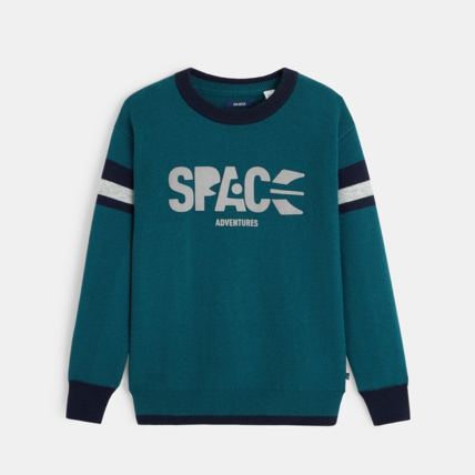 Avis Pull col rond à message Space Adventures vert garçon OKAIDI 1