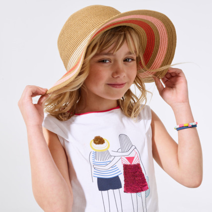 Avis Chapeau de paille multicolore irisé orange fille OKAIDI 1