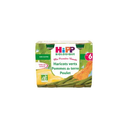 Avis Haricots verts Pommes de terre Poulet - 2 pots 190g - 6 mois HIPP 1