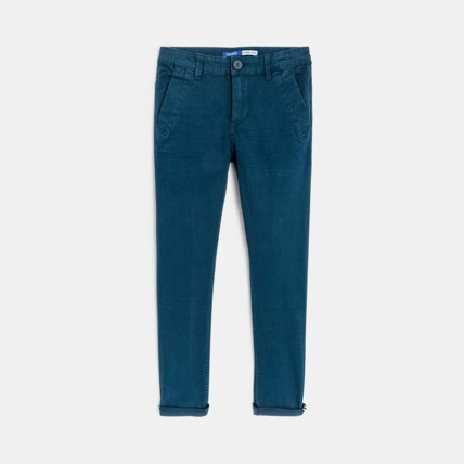 Avis Pantalon chino en twill de coton uni bleu garçon OKAIDI 1