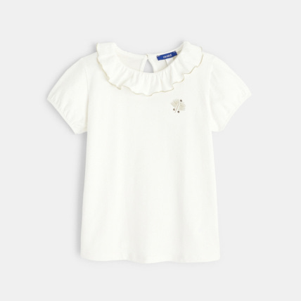 Avis T-shirt à col collerette blanc fille OKAIDI 1