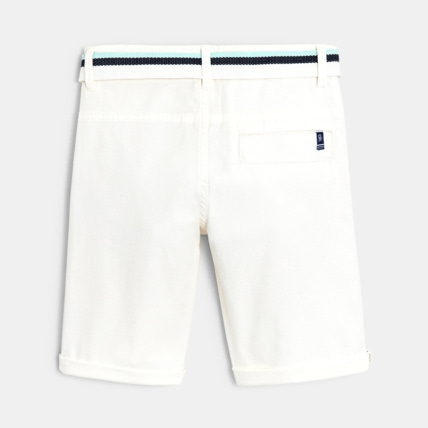 Avis Bermuda ceinturé en toile effet piqué blanc garçon OKAIDI 3