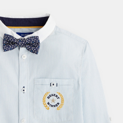 Avis Chemise rayée chic manches ajustables et nœud papillon bleue garçon OKAIDI 2
