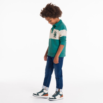 Avis Sweat-shirt col polo vert garçon OKAIDI 1