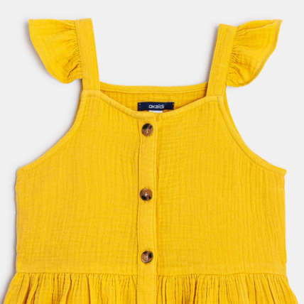 Avis Robe à bretelles en gaze de coton jaune fille OKAIDI 3
